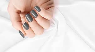 Female Hand With Gray Nail Design Gray