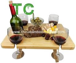 portable bamboo wine picnic table snack
