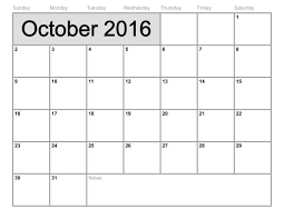 October 2016 Calendar Printable Template 8 Templates