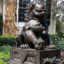 Large Bronze Lion Statue Chinese Foo