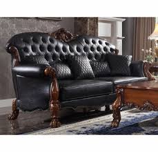 Tapered solid wood legs add a dash of fashionable flair to you home. Dresden Black Pu Leather Tufted 2 Seat Sofa Oversized By Acme