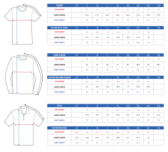 shirt size chart men las and youth