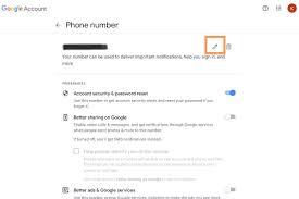 how to change phone number in gmail on