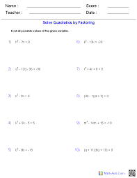 Quadratics Solving Quadratic Equations