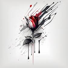 Paint Brush Stroke Rose Tattoo Design