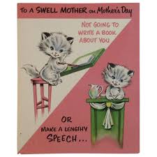 Happy mothers day with mother & child, and pink flowers on beautiful vintage linen background! Vintage Mother S Day Card With Kitty Cats By Stanley Greeting And Ss Moore Antiques Ruby Lane