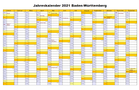 Zum bearbeiten oder direkt ausdrucken. Kostenlos Druckbar Jahreskalender 2021 Baden Wurttemberg Kalender Zum Ausdrucken The Beste Kalender