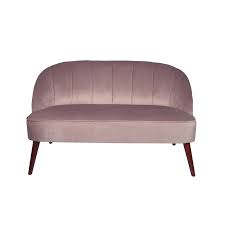 Blush Pink Velvet Sofa With Walnut