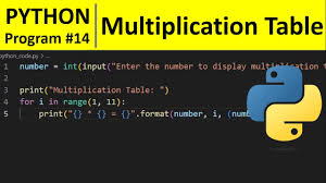 display multiplication table in python