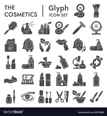 cosmetics glyph icon set makeup symbols