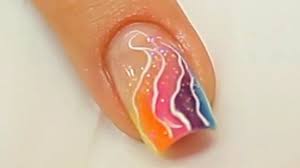 neon rainbow swirl acrylic nail design