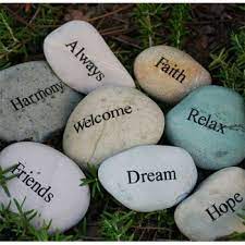 Garden Stones With Etched Words From