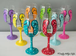 Hand Painted Flip Flops Wine Glass Gift