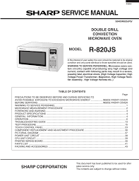 Sharp smc1132cs carousel 1.1 cu. Sharp R 820js Foot Grill 2 Convection Microwave Service Manual Manualzz