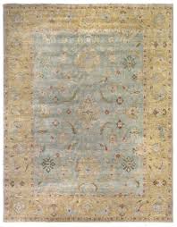 Exquisite Rugs Oushak Hand Knotted 3344 Light Blue Gold Rug Studio