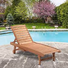 Sun Lounger Wooden Chaise Lounge Chair