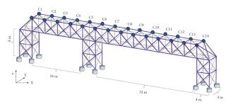 3d steel truss structure with 314 bars