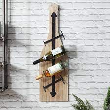 Rustic Wall Mounted Bottle Shaped Wine Rack