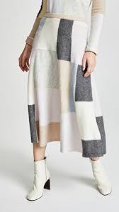 Cashmere Patchwork Knit Skirt