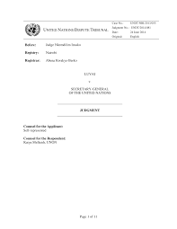 Page 1 of 11 UNITED NATIONS DISPUTE TRIBUNAL Before: Judge Nkemdilim Izuako  Registry: Nairobi Registrar: Abena Kwakye-Berko LUVA
