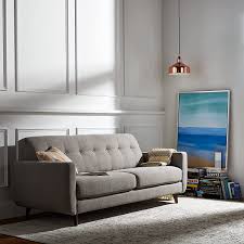 mid century modern gray sofa dark