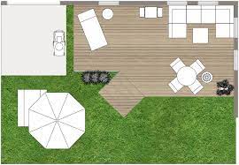 Backyard Patio Floor Plan With Red Accents