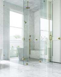 Seamless Glass Shower With Brass Hinges