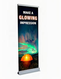 glow retractable banner stand light
