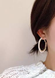 pearl hoop earrings for women