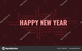 Happy New Year Text Chinese Word Cloud Many Languages Dark Stock