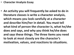 character analysis essay ppt character analysis essay