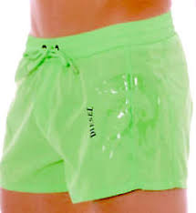 Details About Diesel Swim Shorts Lime Green Beach Mohican Fold And Go Graphic Short Zip Pocket