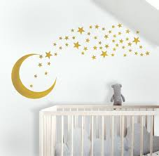 Gold Moon And Little Stars Wall Decal