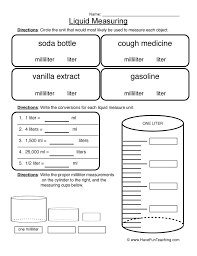 Choosing Milliliter Or Liter Worksheet 2nd Grade