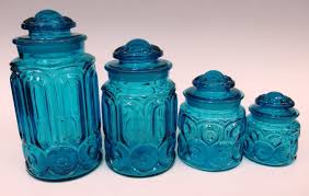 Colonial Blue Canister Set With Lids
