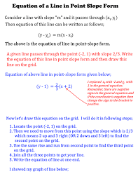 Equation Of A Line In Point Slope Form