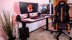 This stream gaming desk setup is special because it offers a bigger space for working and playing with a special place for documents, games, keyboard and some of them might include the monitor holder. Flexispot Standing Desk Gaming Setup Youtube