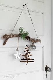 rustic twig christmas tree ornament on