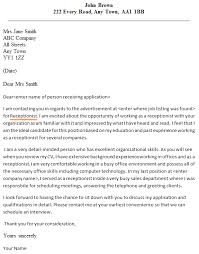 Legal Receptionist Cover Letter Example Copycat Violence
