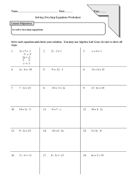 Two Step Equations Worksheet Two Step