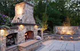 Natural Stone Veneer Outdoor Fireplace