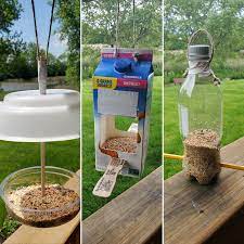 at home activity upcycled bird feeders