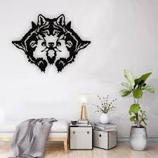Wolfs With 3 Face Metal Wall Decor