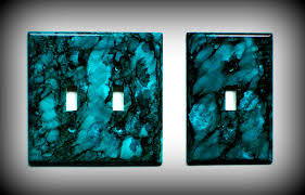 Teal Light Switch Covers Alcohol Ink Design Alcohol Inks