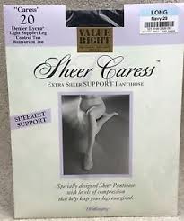 Details About Worthington Sheer Caress Control Top Pantyhose Navy Long Reinforced Toe