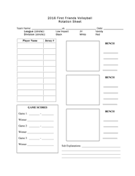 Fillable Online Volleyball Rotation Sheet