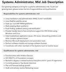 systems administrator mid job