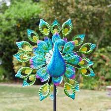 Peacock Solar Power Garden Wind Spinner