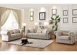 Beige Chesterfield Style Sofa