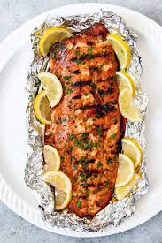 grilled soy brown sugar salmon in foil